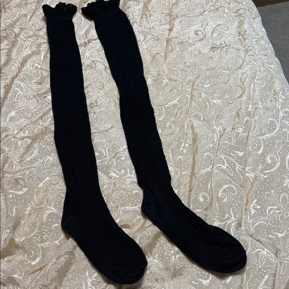Stylish Handmade Black Women's Over-the-Knee Socks